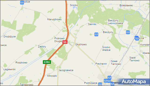 mapa Głuchowo gmina Czempiń, Głuchowo gmina Czempiń na mapie Targeo