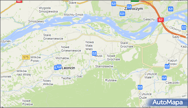 mapa Głusk gmina Leoncin, Głusk gmina Leoncin na mapie Targeo