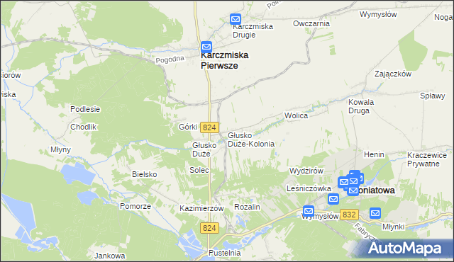 mapa Głusko Duże-Kolonia, Głusko Duże-Kolonia na mapie Targeo