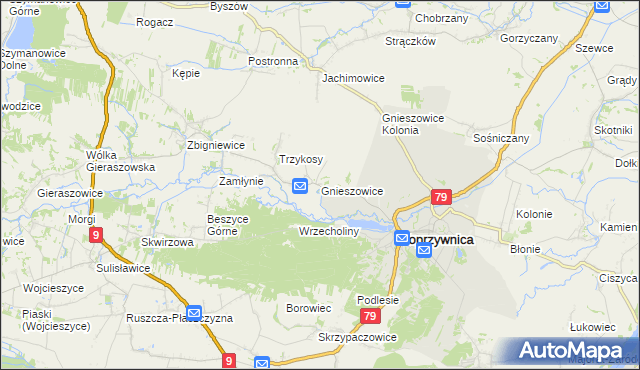 mapa Gnieszowice, Gnieszowice na mapie Targeo