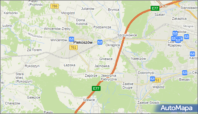 mapa Gniewce, Gniewce na mapie Targeo