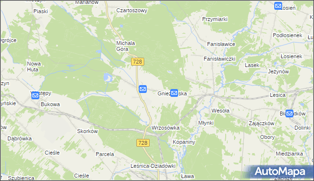 mapa Gnieździska, Gnieździska na mapie Targeo