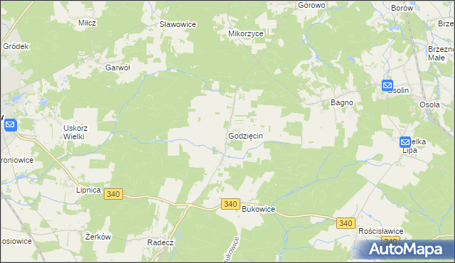mapa Godzięcin, Godzięcin na mapie Targeo