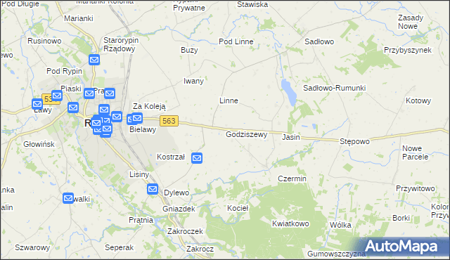 mapa Godziszewy, Godziszewy na mapie Targeo