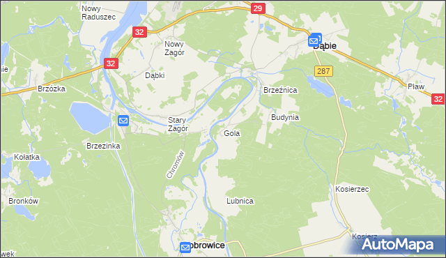 mapa Gola gmina Dąbie, Gola gmina Dąbie na mapie Targeo