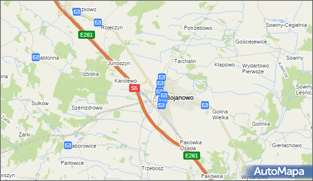 mapa Gołaszyn gmina Bojanowo, Gołaszyn gmina Bojanowo na mapie Targeo