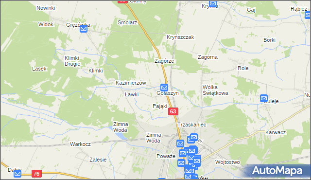 mapa Gołaszyn gmina Łuków, Gołaszyn gmina Łuków na mapie Targeo