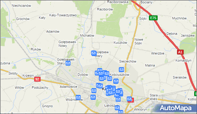 mapa Gołębiew Nowy, Gołębiew Nowy na mapie Targeo