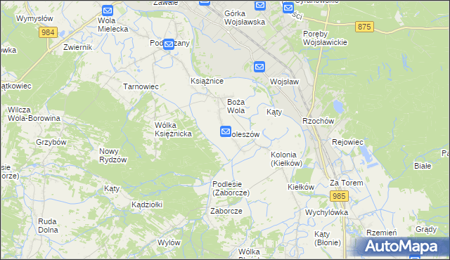 mapa Goleszów gmina Mielec, Goleszów gmina Mielec na mapie Targeo