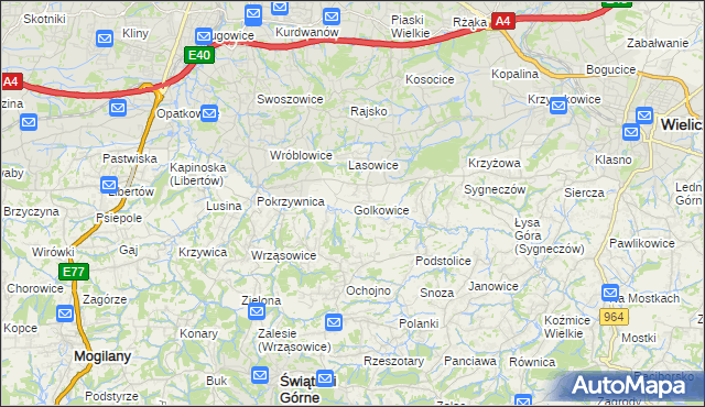 mapa Golkowice, Golkowice na mapie Targeo