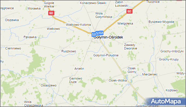 mapa Gołymin-Południe, Gołymin-Południe na mapie Targeo