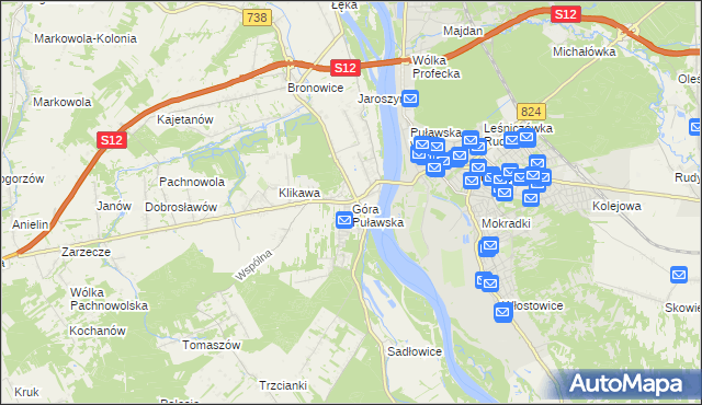 mapa Góra Puławska, Góra Puławska na mapie Targeo