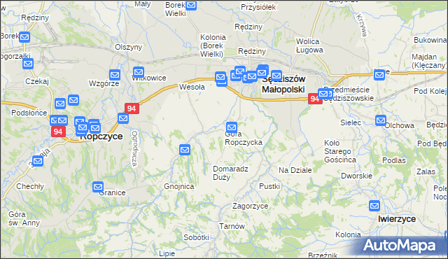 mapa Góra Ropczycka, Góra Ropczycka na mapie Targeo