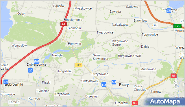 mapa Góra Siewierska, Góra Siewierska na mapie Targeo