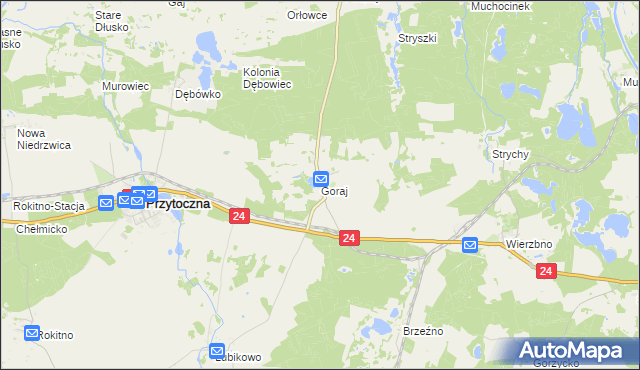 mapa Goraj gmina Przytoczna, Goraj gmina Przytoczna na mapie Targeo