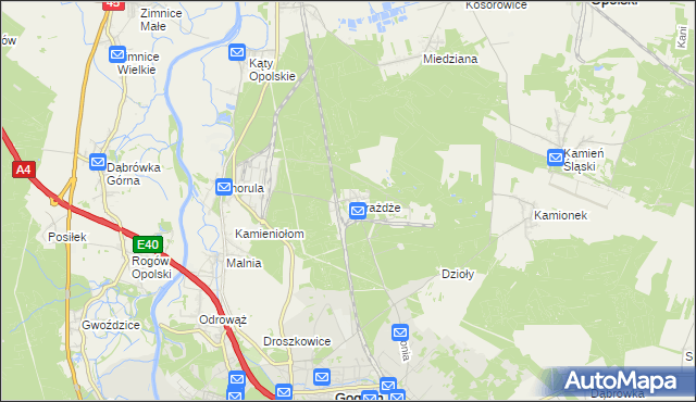 mapa Górażdże, Górażdże na mapie Targeo