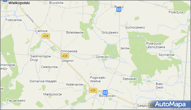 mapa Góreczki gmina Koźmin Wielkopolski, Góreczki gmina Koźmin Wielkopolski na mapie Targeo