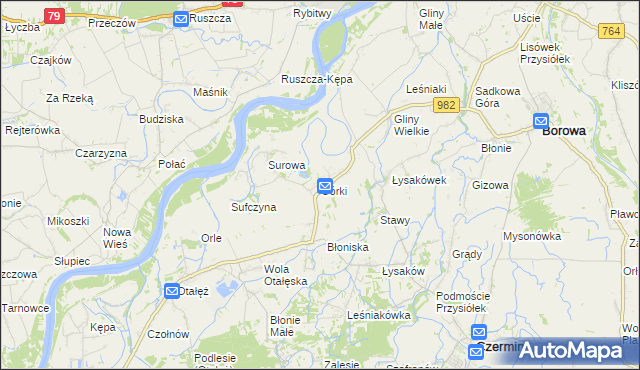 mapa Górki gmina Borowa, Górki gmina Borowa na mapie Targeo