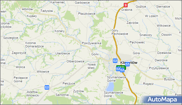 mapa Górki gmina Klimontów, Górki gmina Klimontów na mapie Targeo