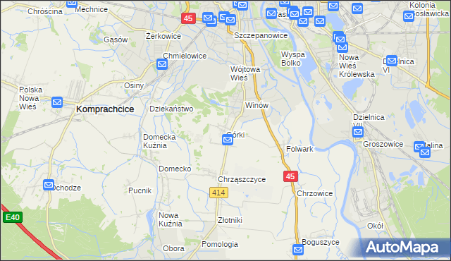 mapa Górki gmina Prószków, Górki gmina Prószków na mapie Targeo