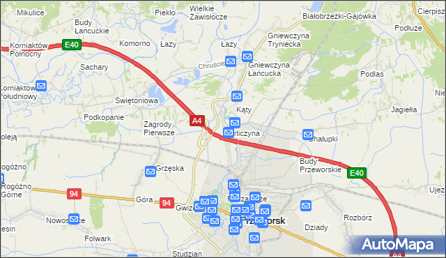 mapa Gorliczyna, Gorliczyna na mapie Targeo