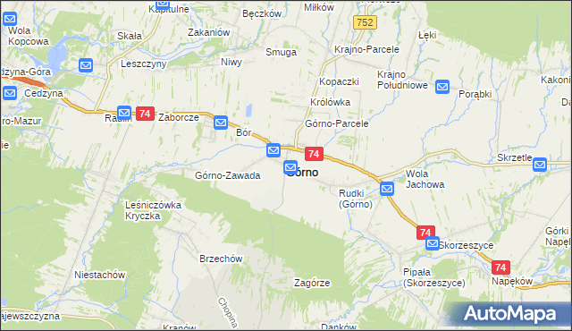 mapa Górno powiat kielecki, Górno powiat kielecki na mapie Targeo