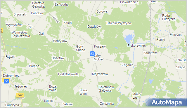 mapa Góry Mokre, Góry Mokre na mapie Targeo