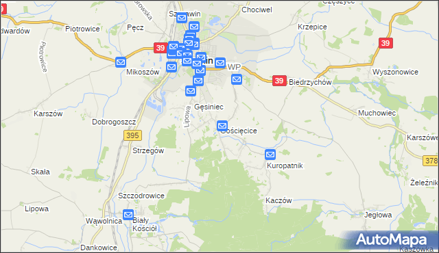 mapa Gościęcice, Gościęcice na mapie Targeo