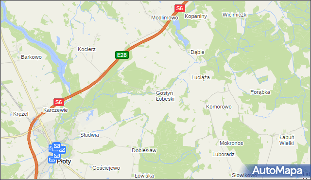 mapa Gostyń Łobeski, Gostyń Łobeski na mapie Targeo