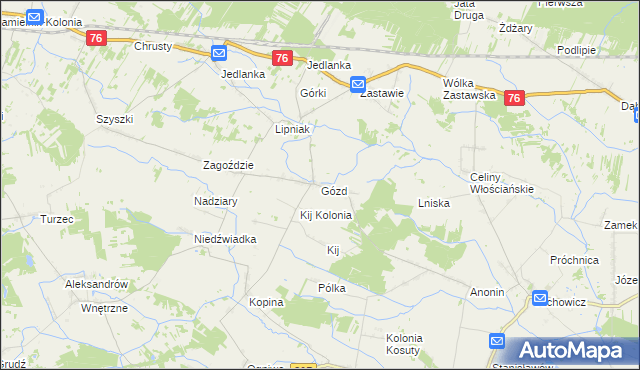 mapa Gózd gmina Stanin, Gózd gmina Stanin na mapie Targeo