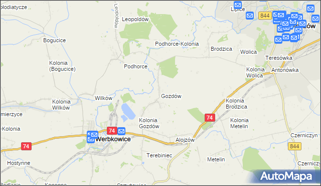mapa Gozdów gmina Werbkowice, Gozdów gmina Werbkowice na mapie Targeo