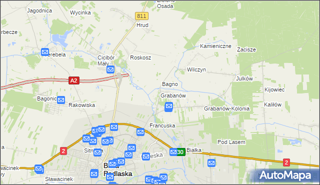 mapa Grabanów, Grabanów na mapie Targeo