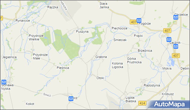 mapa Grabina gmina Biała, Grabina gmina Biała na mapie Targeo