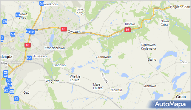 mapa Grabowiec gmina Grudziądz, Grabowiec gmina Grudziądz na mapie Targeo
