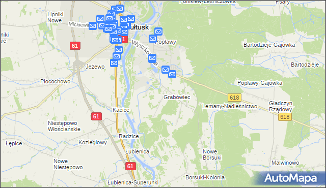 mapa Grabówiec gmina Pułtusk, Grabówiec gmina Pułtusk na mapie Targeo