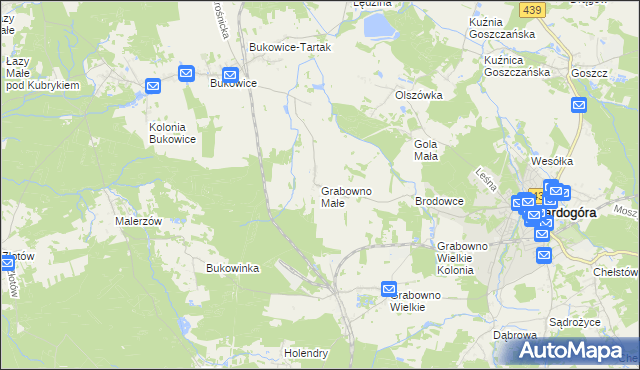 mapa Grabowno Małe, Grabowno Małe na mapie Targeo