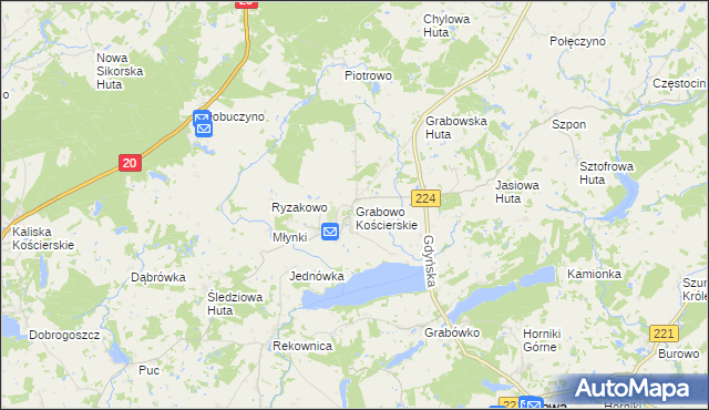 mapa Grabowo Kościerskie, Grabowo Kościerskie na mapie Targeo