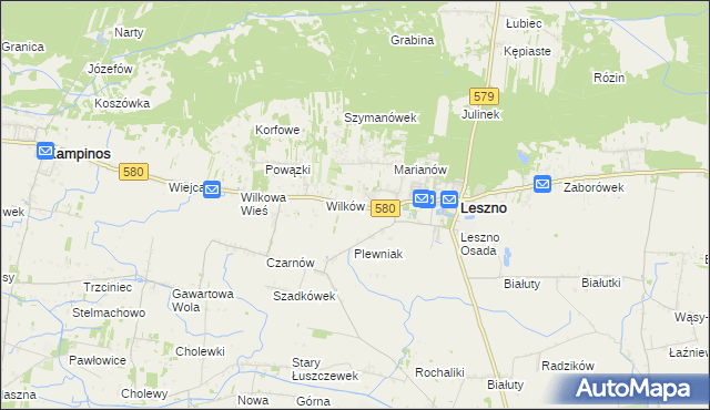 mapa Grądy gmina Leszno, Grądy gmina Leszno na mapie Targeo