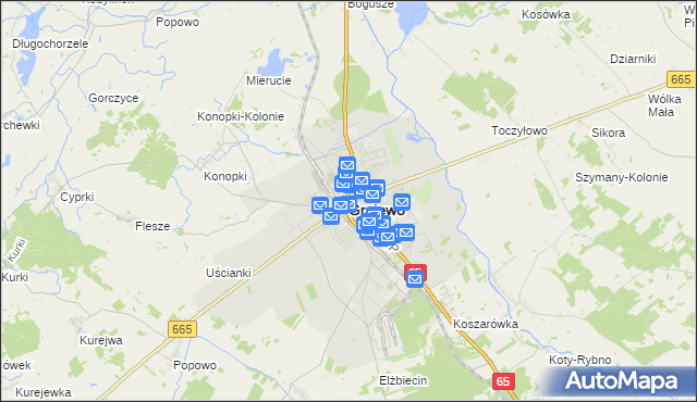 mapa Grajewo, Grajewo na mapie Targeo