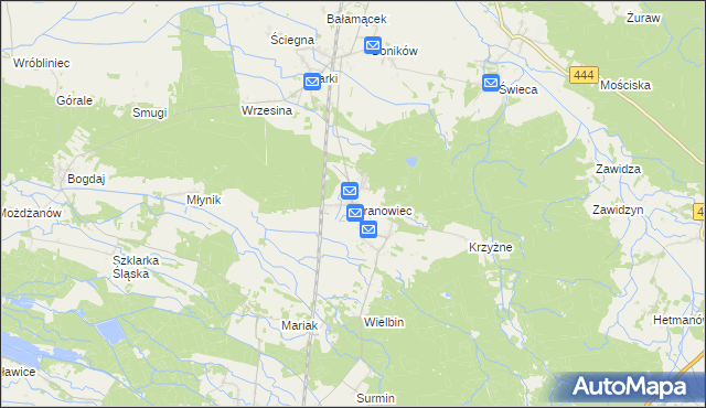 mapa Granowiec, Granowiec na mapie Targeo