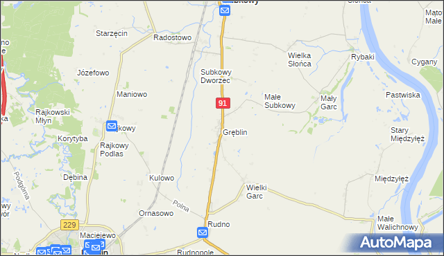 mapa Gręblin, Gręblin na mapie Targeo