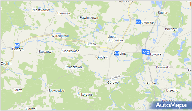 mapa Gródek gmina Wołów, Gródek gmina Wołów na mapie Targeo