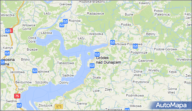 mapa Gródek nad Dunajcem, Gródek nad Dunajcem na mapie Targeo