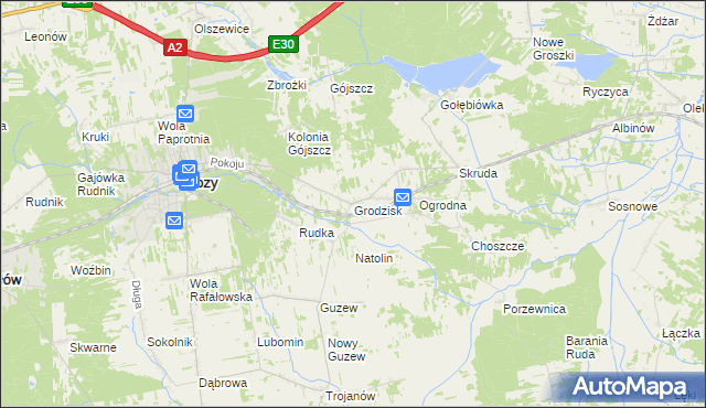 mapa Grodzisk gmina Mrozy, Grodzisk gmina Mrozy na mapie Targeo