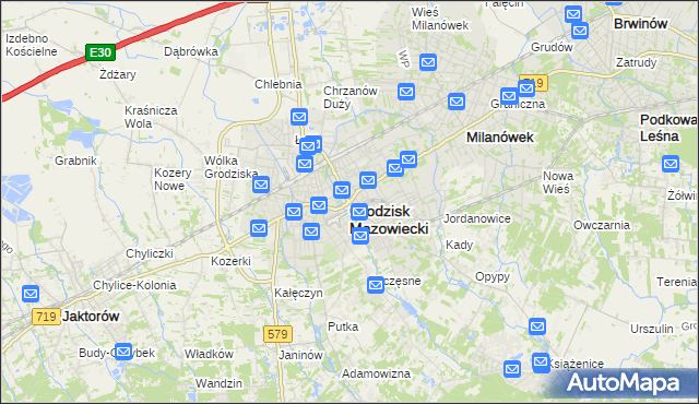 mapa Grodzisk Mazowiecki, Grodzisk Mazowiecki na mapie Targeo