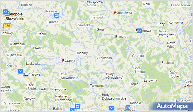 mapa Grodzisko gmina Strzyżów, Grodzisko gmina Strzyżów na mapie Targeo