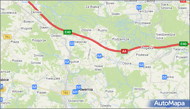 mapa Grojec gmina Alwernia, Grojec gmina Alwernia na mapie Targeo