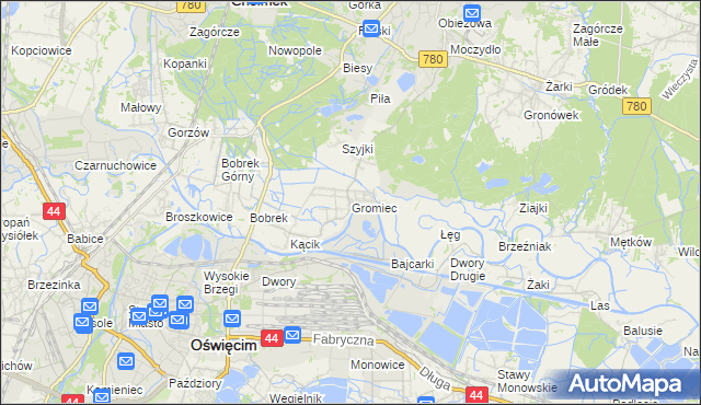 mapa Gromiec, Gromiec na mapie Targeo