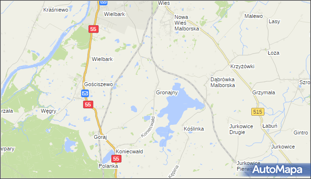mapa Gronajny, Gronajny na mapie Targeo