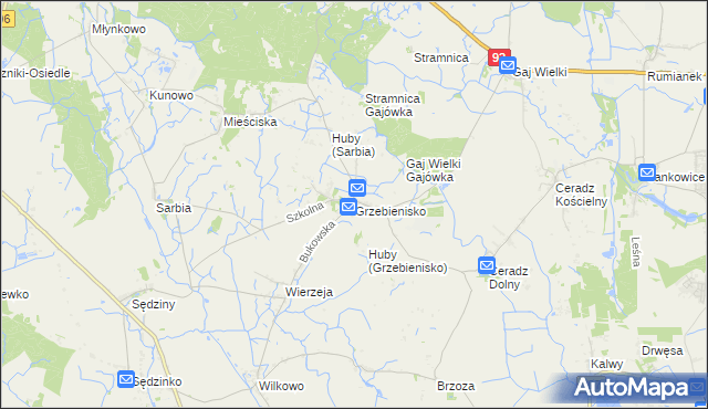 mapa Grzebienisko, Grzebienisko na mapie Targeo